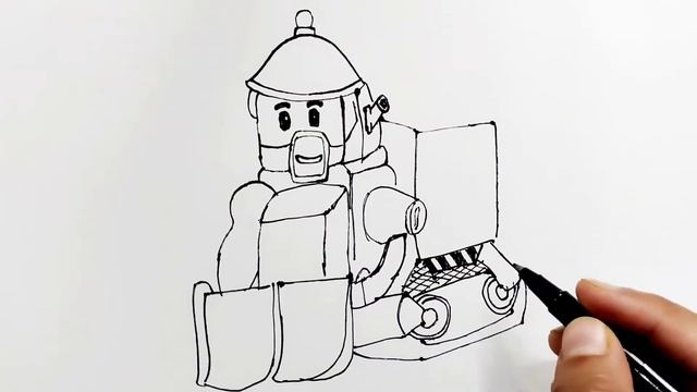 drawing of Robocar POLI Bruner | Bruner, the bulldozer drawing | how to draw Bruner| ROBOCAR POLI T смотреть онлайн