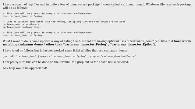 Grep match on finding regular expression matches other than known strings смотреть онлайн