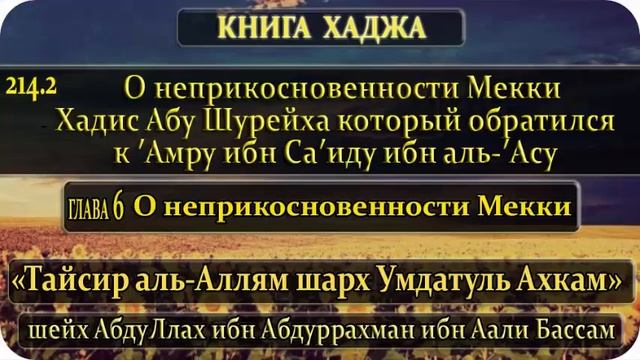 214.2 О неприкосновенности Мекки. Хадис Абу Шурейха который обратился к ′Амру смотреть онлайн
