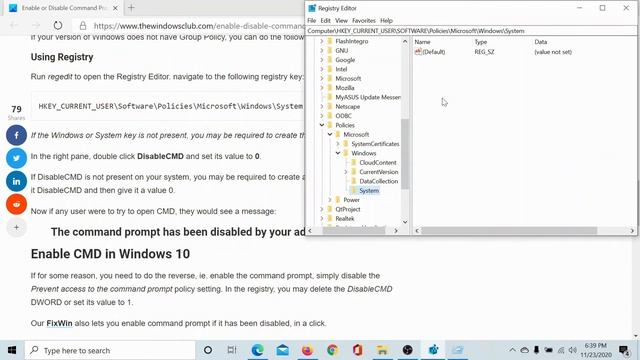 Enable or Disable Command Prompt using Group Policy or Registry in Windows 10 смотреть онлайн