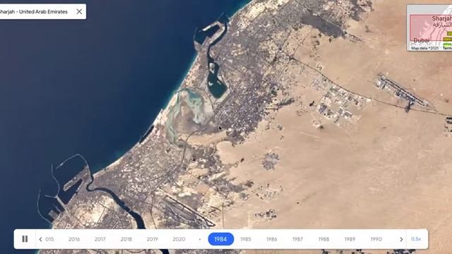 Timelapse formation of the Dubai-Sharjah-Ajman metropolitan area смотреть онлайн