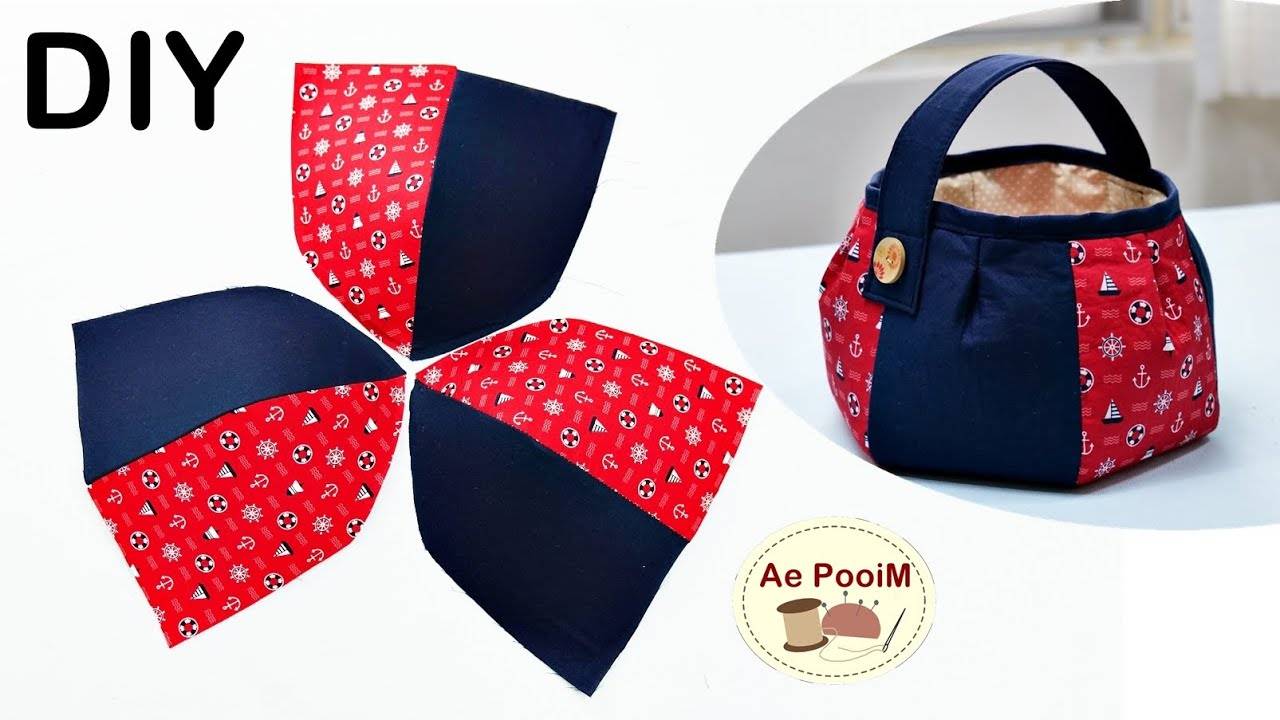 Как сшить тканевую корзину с ручкой.