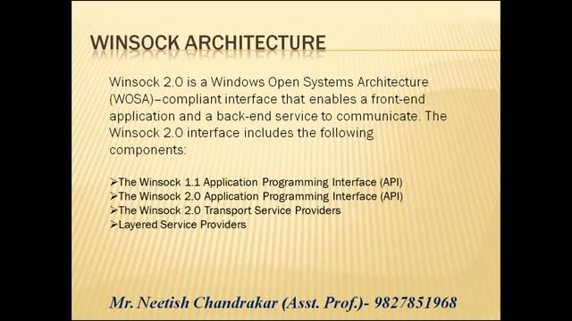 Windows Socket API's | WinSock Architecture | in Network Programming | Mr. NEETISH KUMAR CHANDRAKAR смотреть онлайн