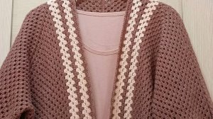 Полный мк  , Кардиган крючком из 2 шестиугольных мотивов  .