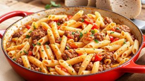 Потрясающее Блюдо из Фарша на Одной Сковороде. Получается много и сытно! Макароны с фаршем.