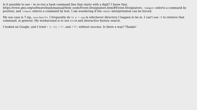 Unix & Linux: Using ! bash history retrieval for commands starting with a digit? смотреть онлайн