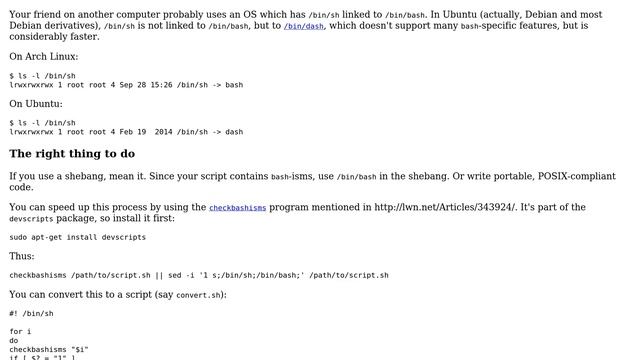 Script doesn't work when it is run using '#!/bin/sh' смотреть онлайн