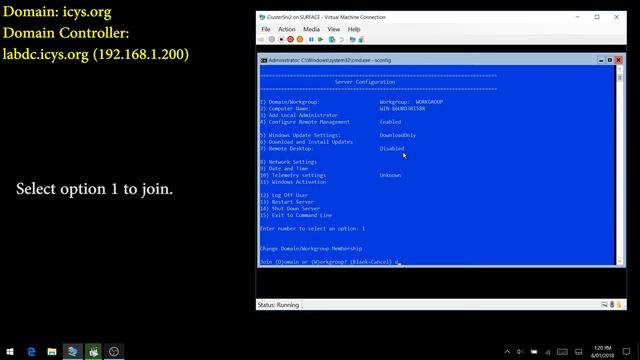 Join Windows Server 1709 (Server Core) to Active Directory Domain смотреть онлайн