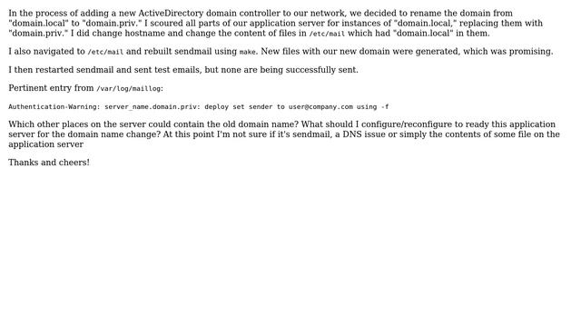 Rebuilding sendmail on FreeBSD application server after adding new activedirectory domain... смотреть онлайн