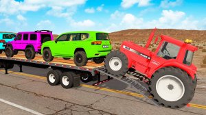Flatbed Truck Mcqueen | Transportation with Truck - Pothole vs Car #143 - BeamNG.Drive