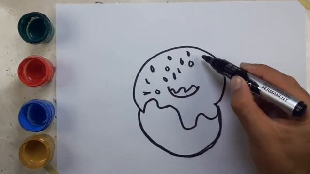 Рисование пончик для детей / Bolalar Uchun Qadam Rasm Chizish / Drawing Donut  Chizish
