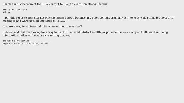Unix & Linux: How to capture the xtrace output (only) in a file? смотреть онлайн