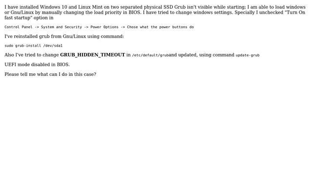Unix & Linux: How can I make grub visible while starting computer? смотреть онлайн