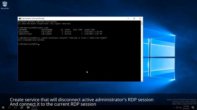 RDP/RDS Hijacking Windows Server 2016 Datacenter Demo смотреть онлайн