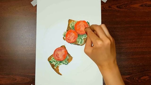 How to draw tomato sandwiches with soft pastels смотреть онлайн