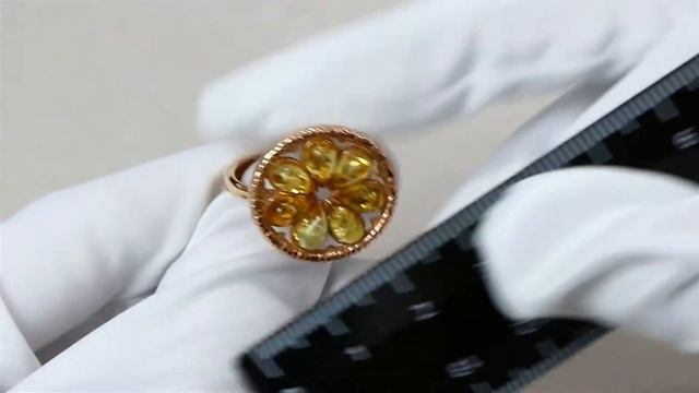 Кольцо из золочёного серебра Дарвин с янтарём 920022097aa-л смотреть онлайн