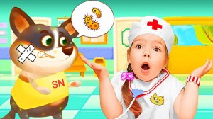 Настя попала в игре с собачкой Duddu в Больницу |Настя опять играет в доктора и лечит песика Дуду