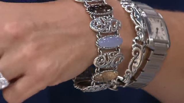 Carolyn Pollack Sterling Earthtones Gemstone Link Bracelet on QVC смотреть онлайн