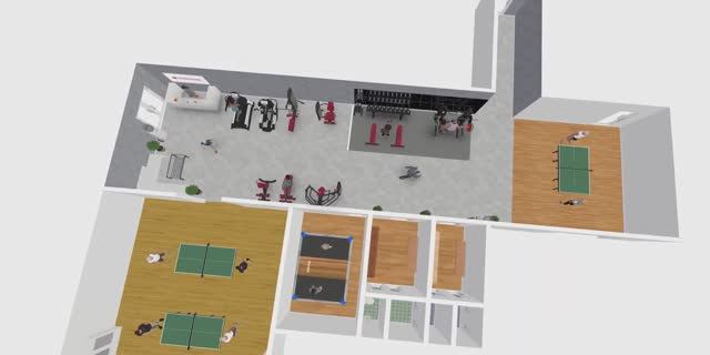3D визуализация тренажерного зала ХАНОЙ МОСКВА смотреть онлайн
