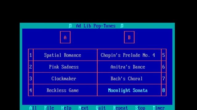 Ad Lib Pop-Tunes (PC MS-DOS, 1988) смотреть онлайн