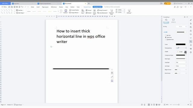 How to insert thick horizontal line in wps office writer | wps office writer horizontal line смотреть онлайн