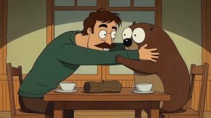 Сидим с бобром за столом