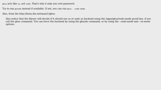 Unix & Linux: Why is gksu asking me for root password and not my password? (3 Solutions!!) смотреть онлайн