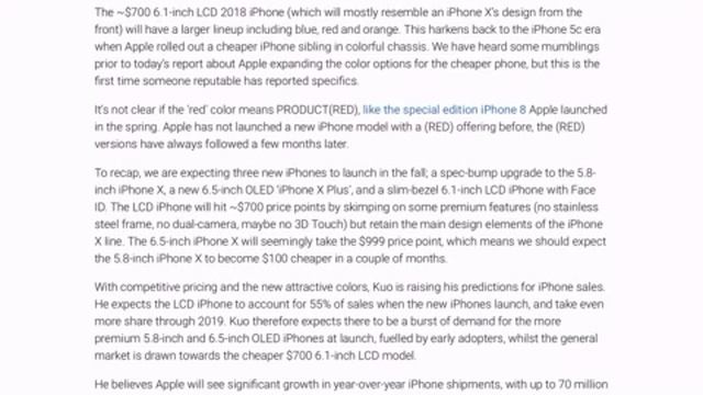 2018 iPhone News: New iPhone colors for 6.1 inch iPhone, 5.8 IPhone X, 6.5 inch iPhone X Plus смотреть онлайн