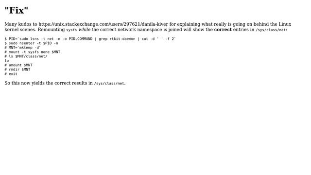 Unix & Linux: Switching into a network namespace does not change /sys/class/net? смотреть онлайн