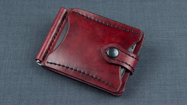 Кошелек из кожи своими руками + выкройка. Зажим для денег