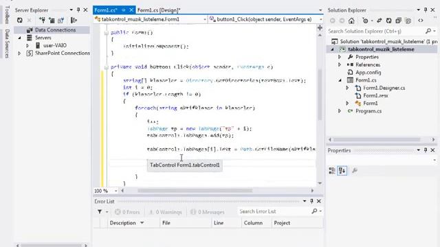 C# Visual Basic 2012 How To Tab Control with Music & Listing Tab Kontrol İle Şarkı Listeleme смотреть онлайн