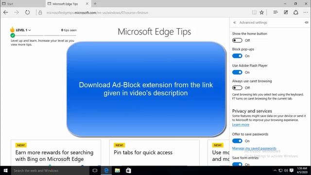 Blocking Ads on Edge Browser in Windows 10 смотреть онлайн