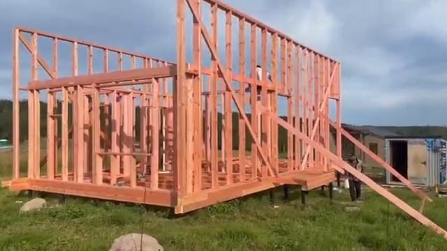 Возведение стен дома в стиле барнхаус 87 м2 в КП Светлое Вилладж 12.07.2023 смотреть онлайн