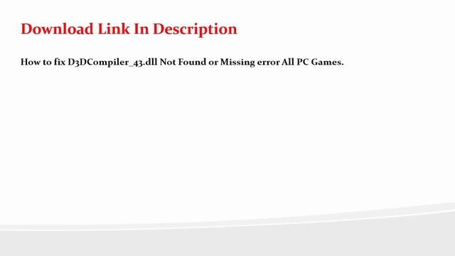 Tom Clancy's The Division D3Dcompiler_43.dll is Missing Error Solved!!! смотреть онлайн