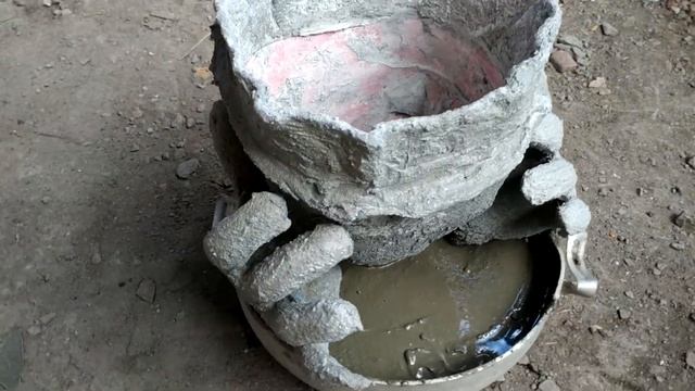 Забавный вазон своими руками - DIY craft cement ideas/цемент и песок. смотреть онлайн