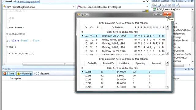 Formatting Data In RadGridView for WinForms смотреть онлайн