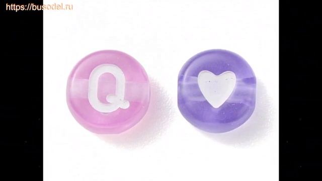 Бусина акрил 6.5~7x3~3.5мм, круглая, микс букв, знаков, микс цветов, 1 уп (около 10 гр/80шт) обзор