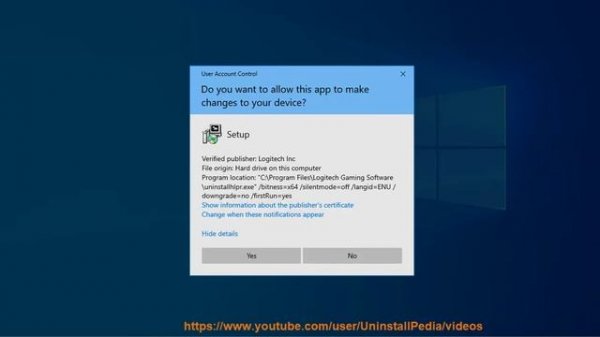 Uninstall Logitech Gaming Software 8 in Windows 10