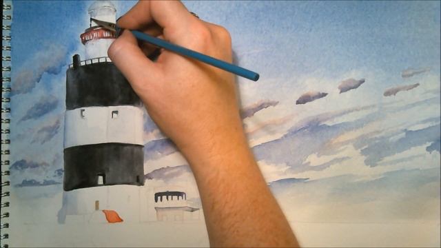 Sunset at the Hook Lighthouse - Watercolour painting (Time lapse) смотреть онлайн