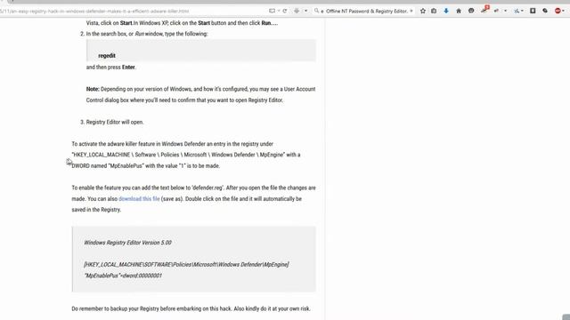 Easy Registry Hack For Windows Defender Adware Killer смотреть онлайн
