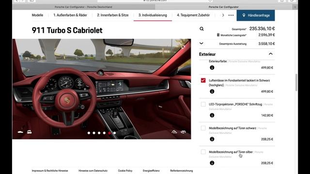 CONFIGURE A PORSCHE 911 TURBO S CONVERTIBLE смотреть онлайн