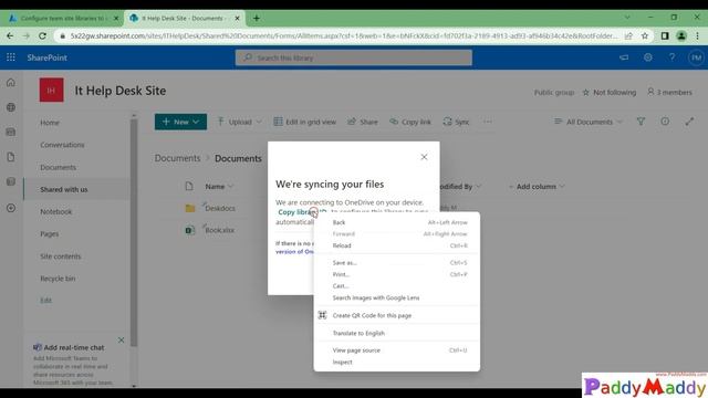 Intune Configure Team Site Libraries to Sync Automatically explained Step by step смотреть онлайн