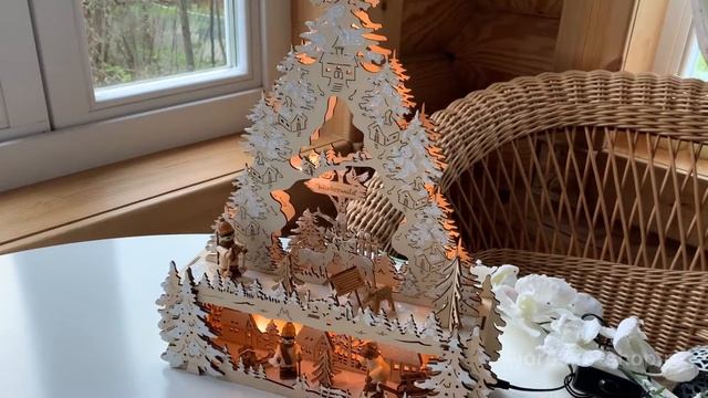 Светильник декоративный ЛЕСНОЙ ГОРОДОК с LED-огнями, 40х32 см, батарейки/адаптер, 52-1245 смотреть онлайн