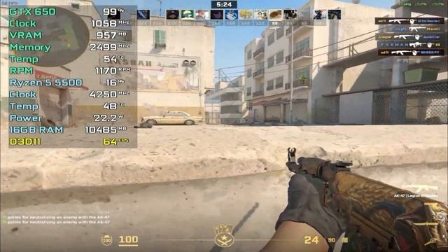 Counter Strike 2 : Ryzen 5 5500 + GTX 650 смотреть онлайн