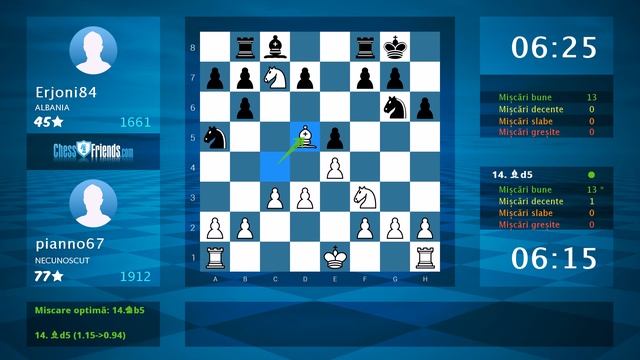 Chess Game Analysis: pianno67 - Erjoni84 : 1-0 (By ChessFriends.com) смотреть онлайн