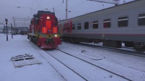 Прибытие пассажирских и пригородных электропоездов РЖД в Красноярске