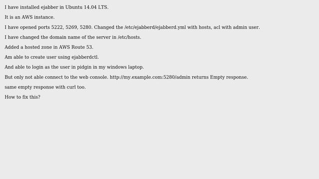 Unix & Linux: Ejabberd : Not able to connect web console смотреть онлайн