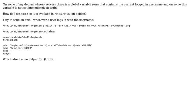 Unix & Linux: $USER not set ssh смотреть онлайн