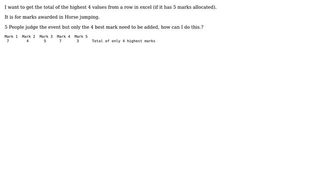 Unix & Linux: Excel on how to get the total of the highest 4 marks totaled if their is 5 columns смотреть онлайн