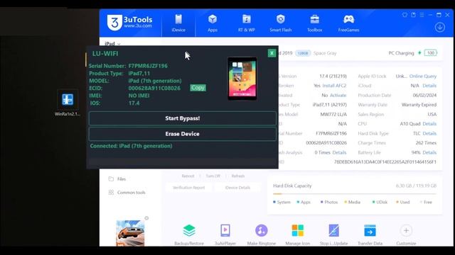 LU WIFI ICLOUD BYPASS For Wifi Devices Jailbreak Ios 15 16 And IOS17 Supported ( Windows )